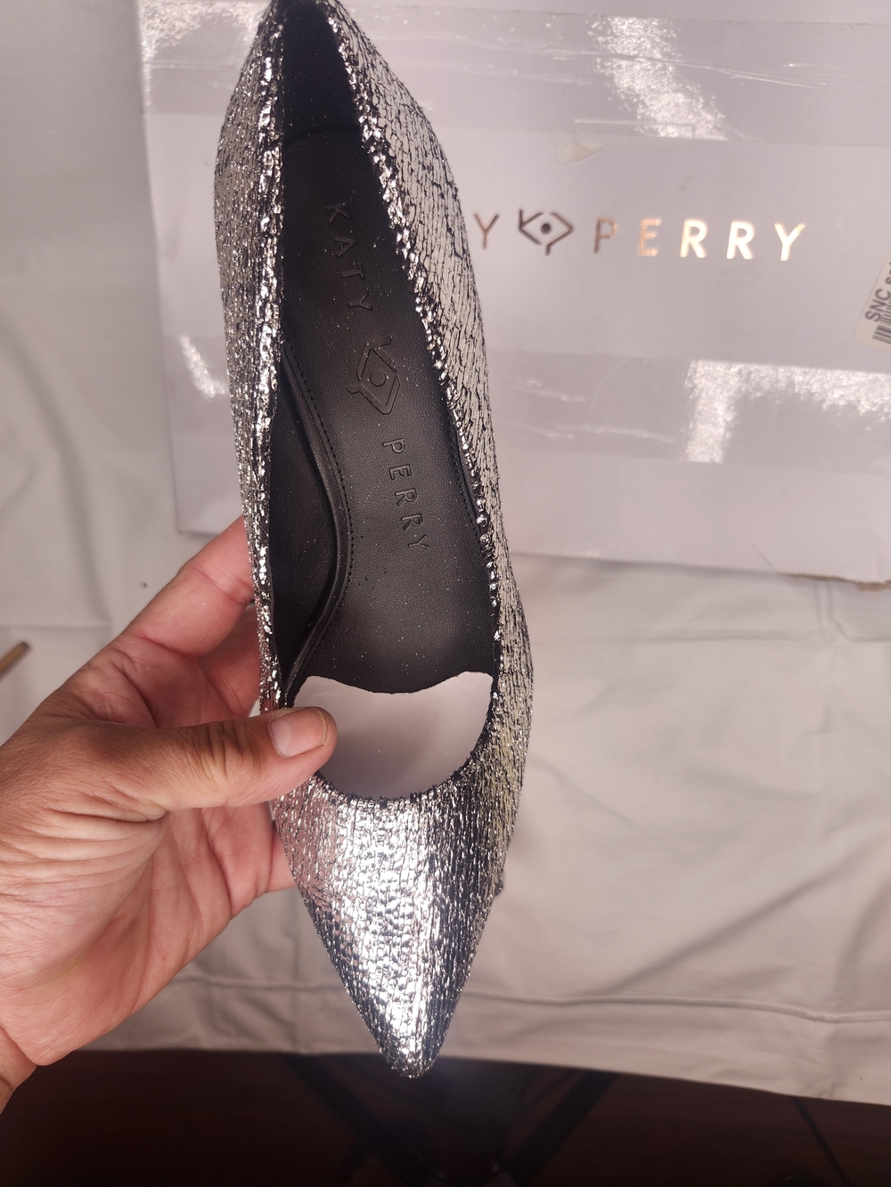Katy Perry Collections Silver Metallic Pointed-Toe Pumps - Picture 3 of 8